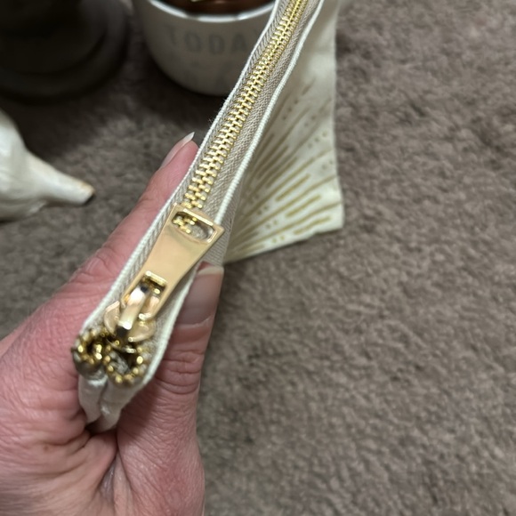 Free With $25 Purchase-Cloth ZipTop Pouch-Cream/Gold Glitter-9.5x7 - Picture 8 of 11